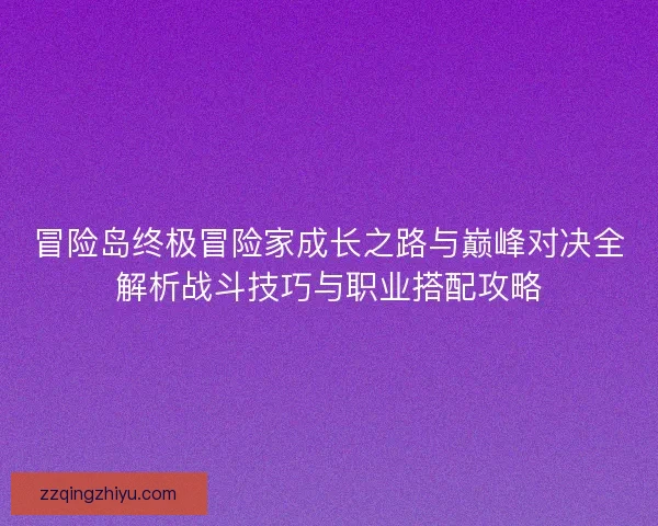 冒险岛终极冒险家成长之路与巅峰对决全解析战斗技巧与职业搭配攻略