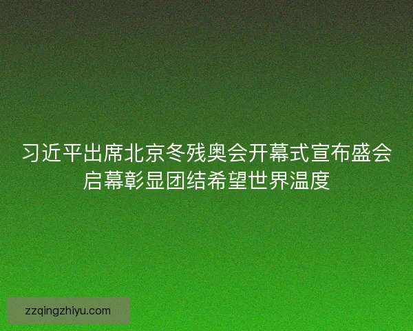 习近平出席北京冬残奥会开幕式宣布盛会启幕彰显团结希望世界温度 习近平出席北京冬残奥会开幕式宣布盛会启幕彰显团结希望世界温度