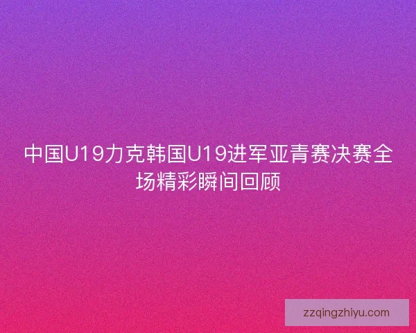 中国U19力克韩国U19进军亚青赛决赛全场精彩瞬间回顾 中国U19力克韩国U19进军亚青赛决赛全场精彩瞬间回顾
